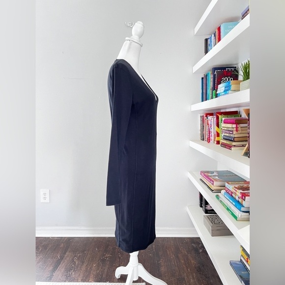 Standard James Perse V-Neck Long Sleeve Knit Dress Black size 3 - Picture 8 of 13